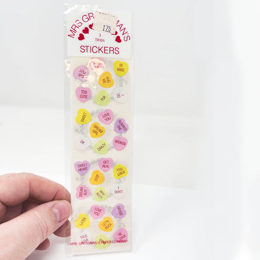 Vintage Mrs Grossmans Sticker Strip Conversation Hearts