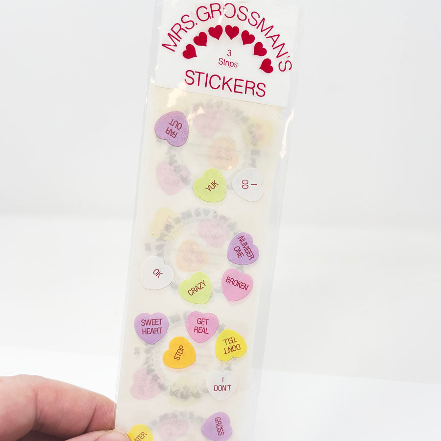 Vintage Mrs Grossmans Sticker Strip Conversation Hearts