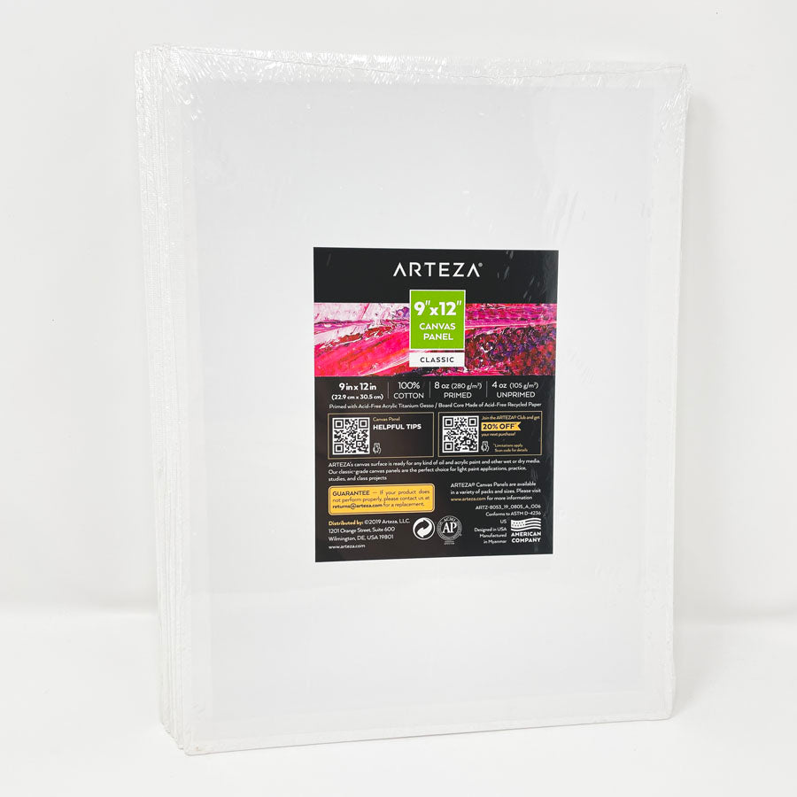 9" x 12" Arteza Canvas Panel Bundles of 6