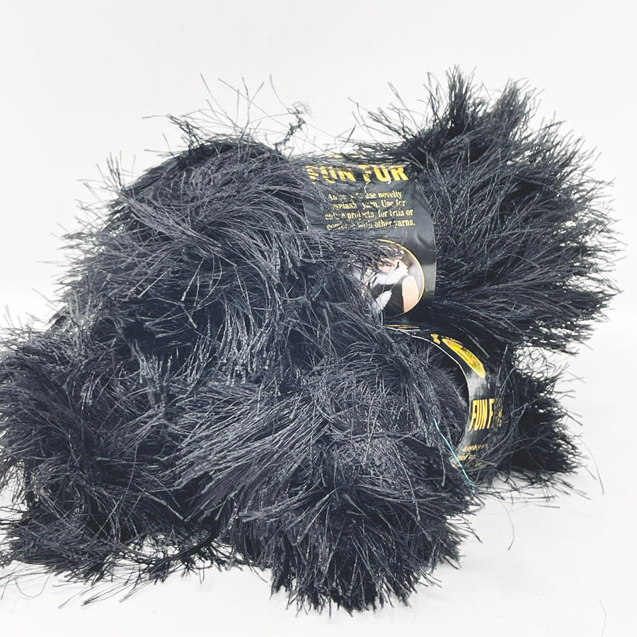 Lion Brand Fun Fur, Lion Brand Fun Fur in #1153 Black 100% …