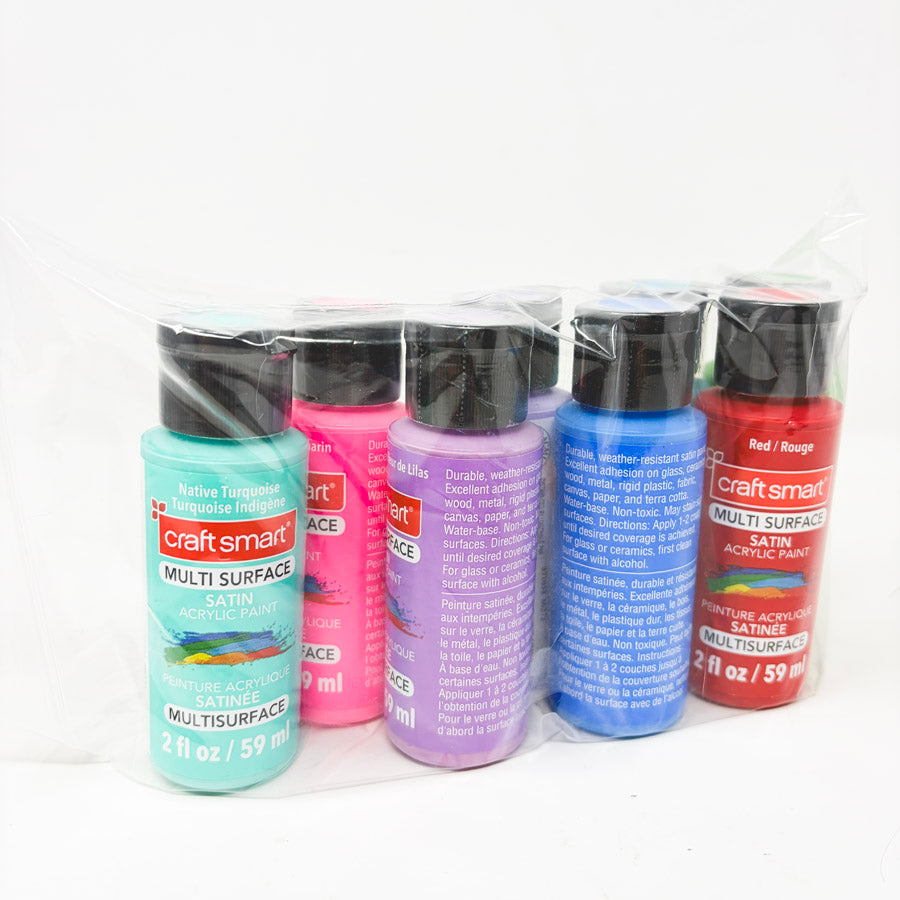 Craft Smart 2oz Multi Surface Acrylic Paint Bundle - 8 Bottles