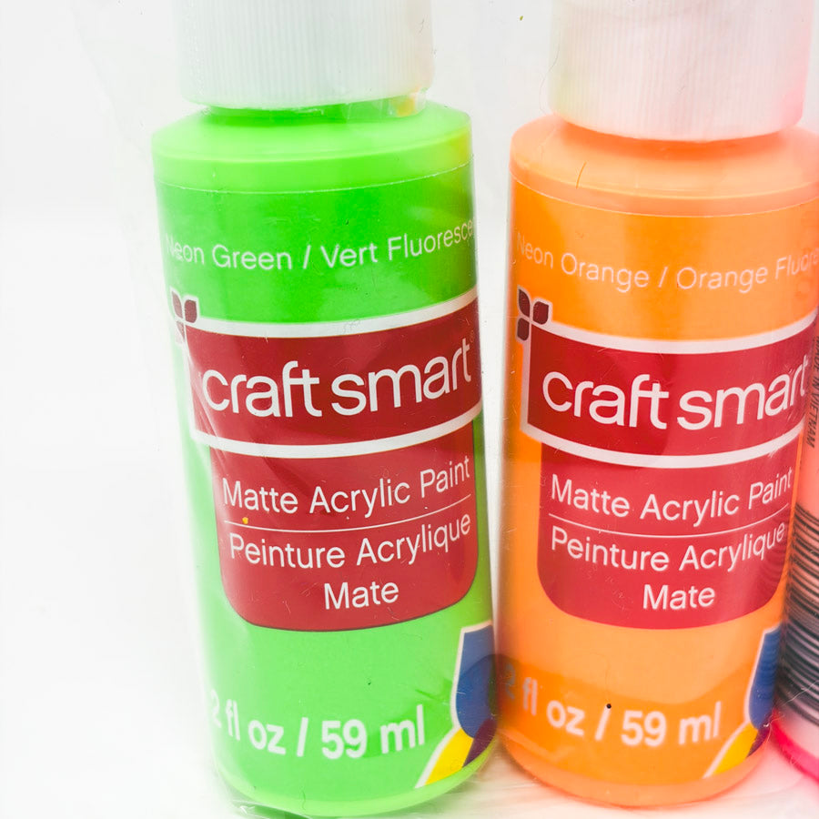Craft Smart 2oz Fluorescent Acrylic Paint Bundle - 4 Bottles