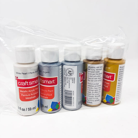 Craft Smart 2oz Metallic Acrylic Paint Bundle - 5 Bottles