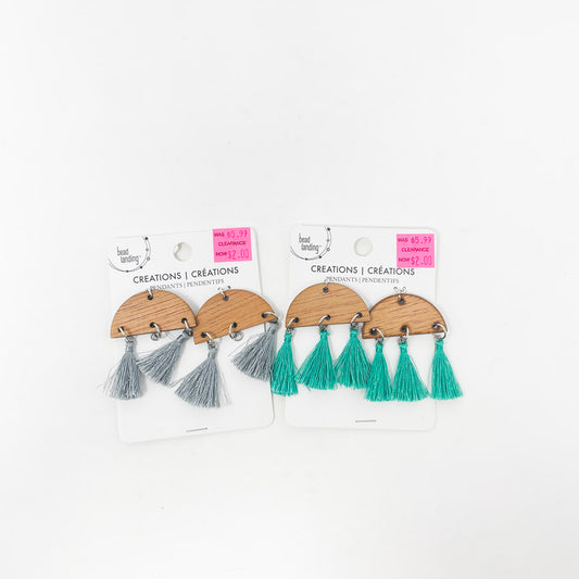 Bead Landing Wood and Tassel Pendants