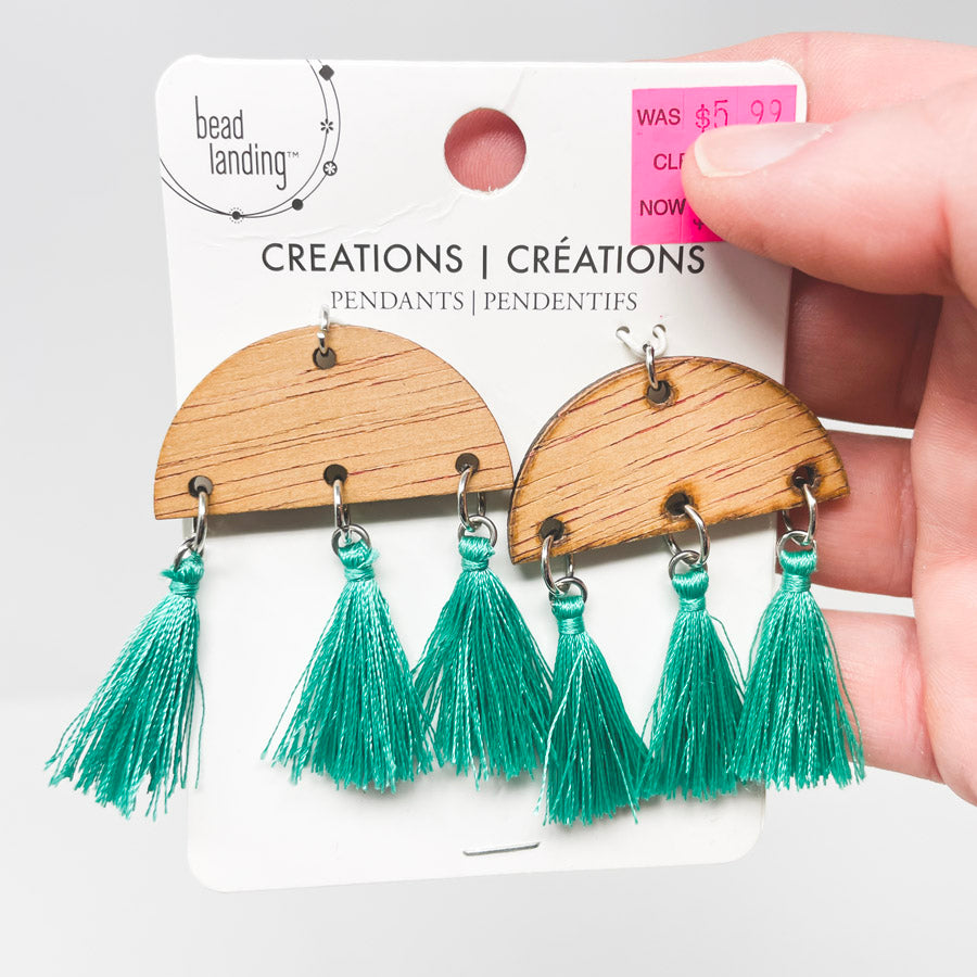Bead Landing Wood and Tassel Pendants
