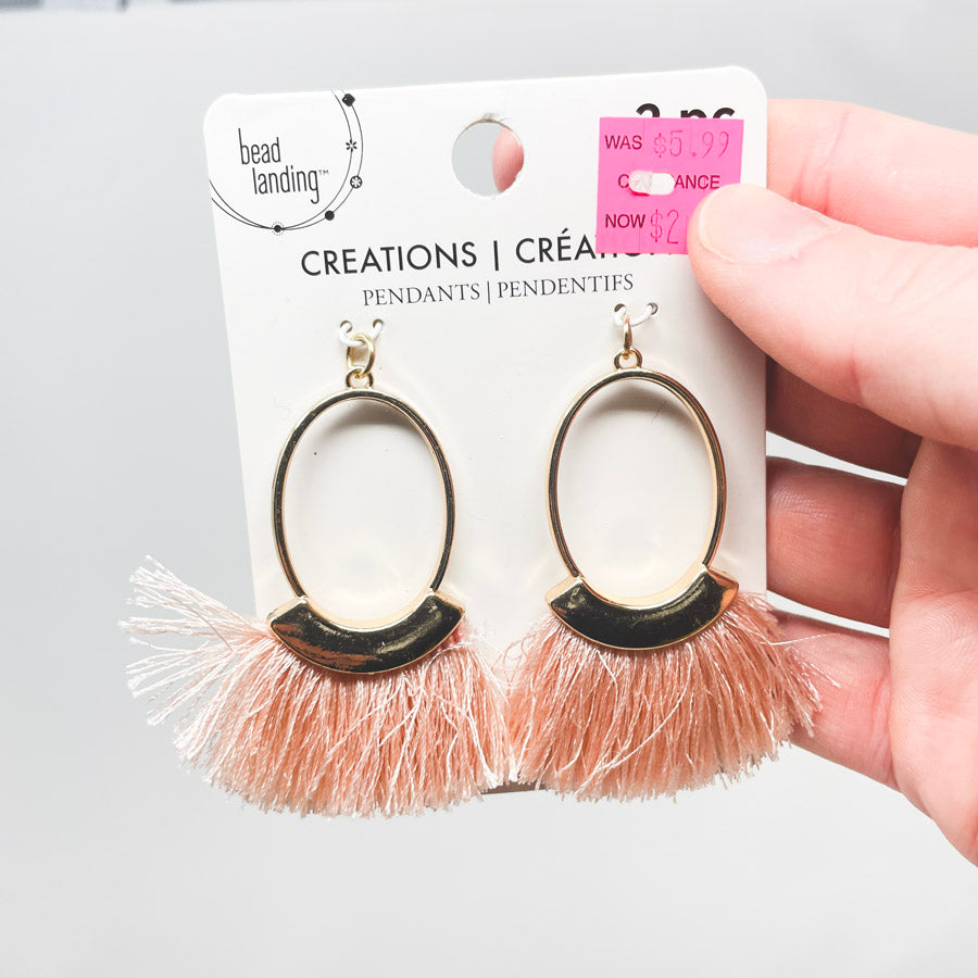 Bead Landing Blush and Gold Tassel Pendants