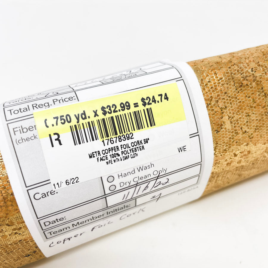 0.75 Yds Copper Foil Cork Fabric