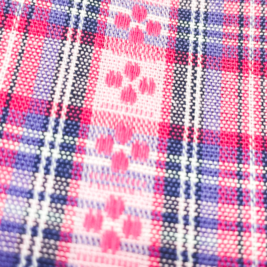 3 Yds x 60" Hand Woven Pink and Blue Plaid Fabric