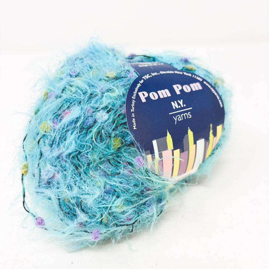 Teal Pom Pom Yarn by N.Y. Yarns