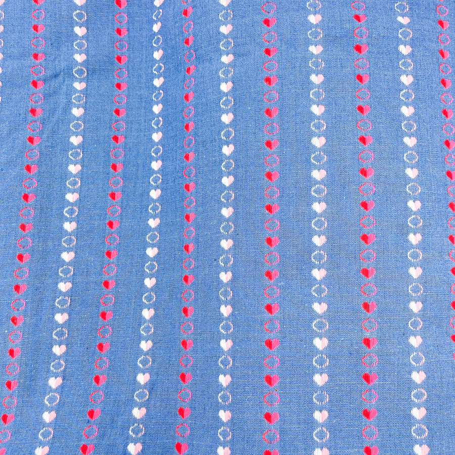 2.4 Yds x 62" Hand Woven Hearts Medium Weight Fabric