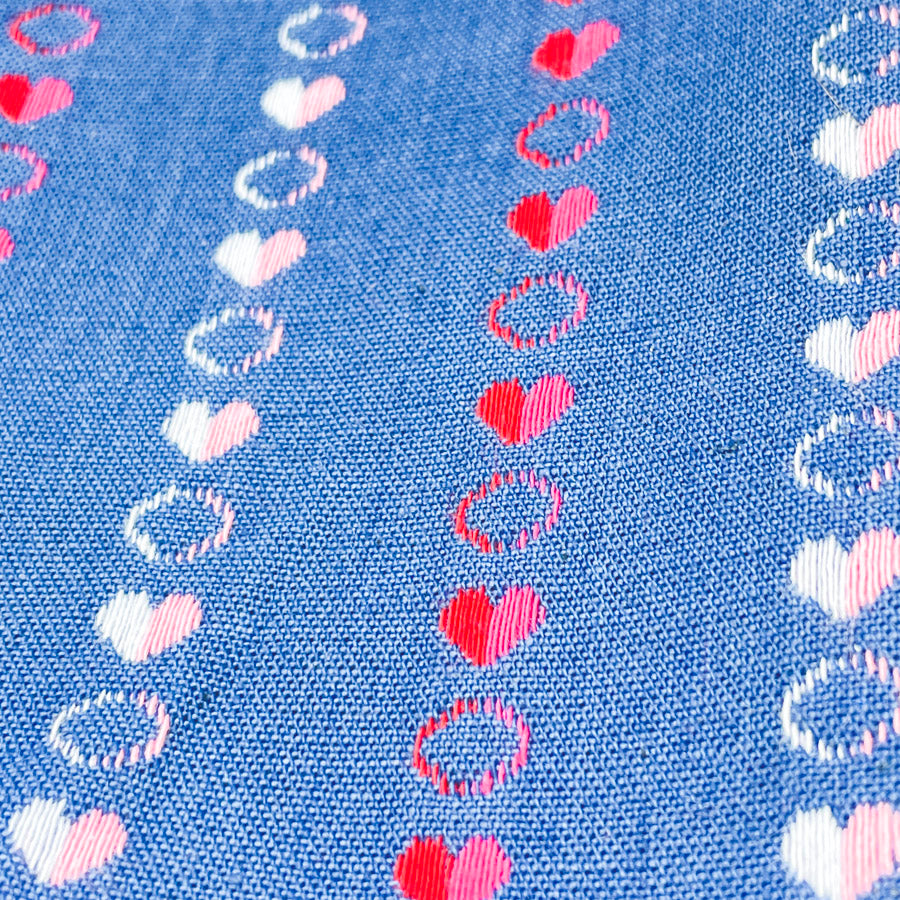 2.4 Yds x 62" Hand Woven Hearts Medium Weight Fabric