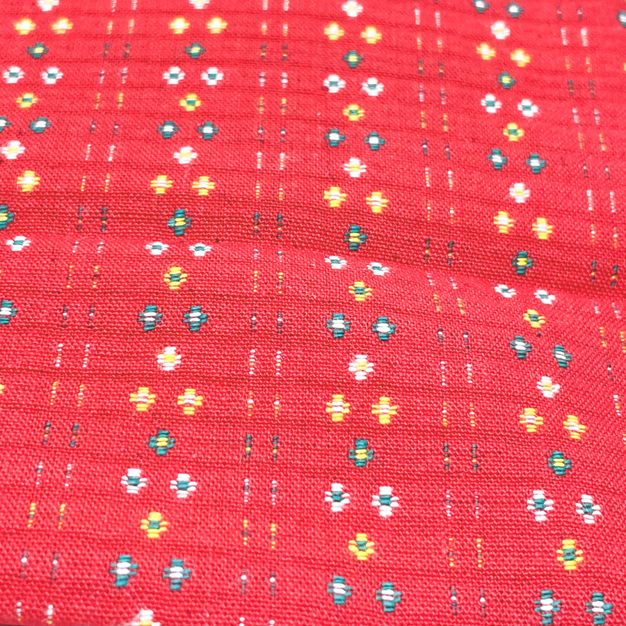1 Yds x 62" Hand Woven Thick/Stiff Red Fabric