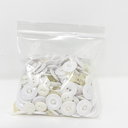 Medium Bag of White and Clear Buttons
