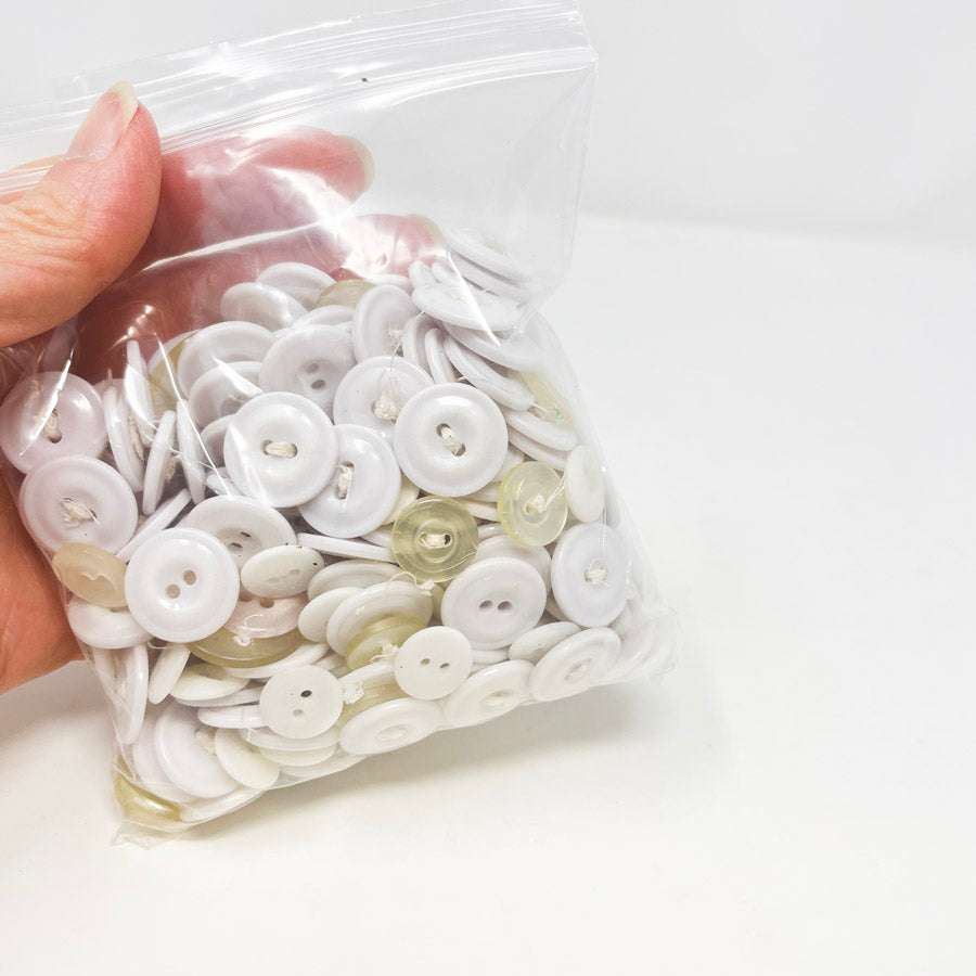 Medium Bag of White and Clear Buttons