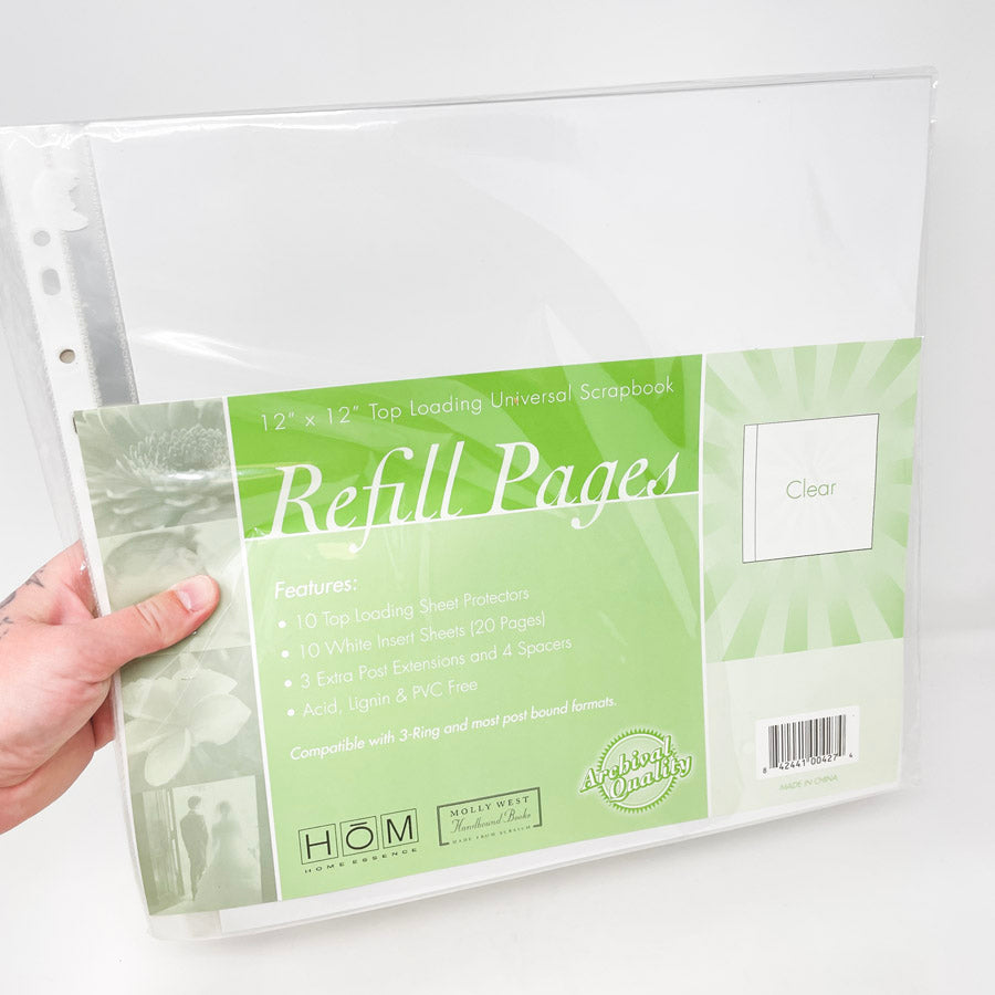 HOM 12" x 12" Top Loading Scrapbook Refill Pages