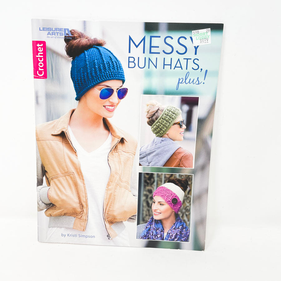 Leisure Art Messy Bun Hats Crochet Pattern Booklet