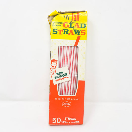 Vintage Red & White Stripe Glad Straws
