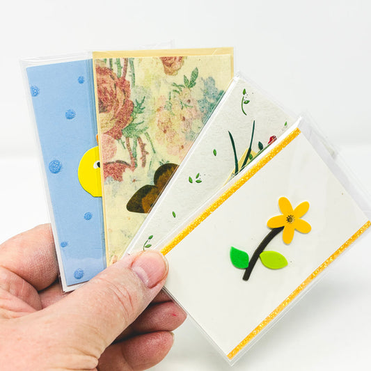 Set of Four Handmade Mini Gift Cards