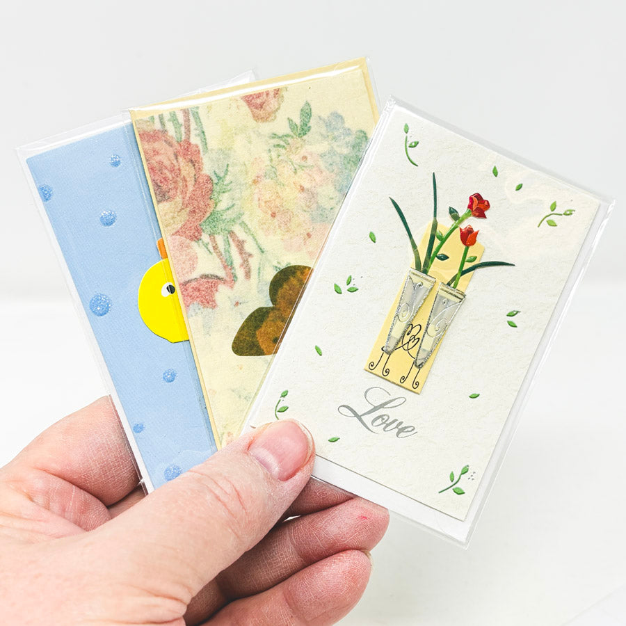 Set of Four Handmade Mini Gift Cards
