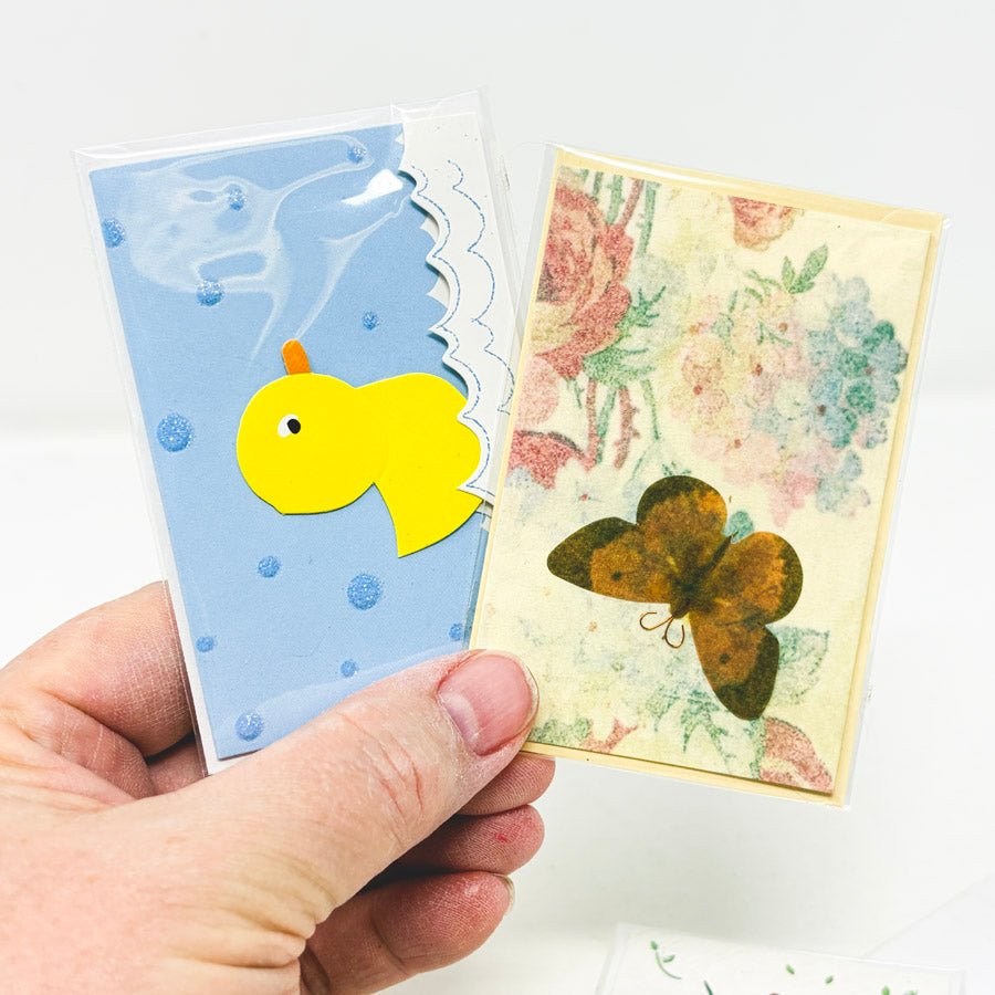 Set of Four Handmade Mini Gift Cards