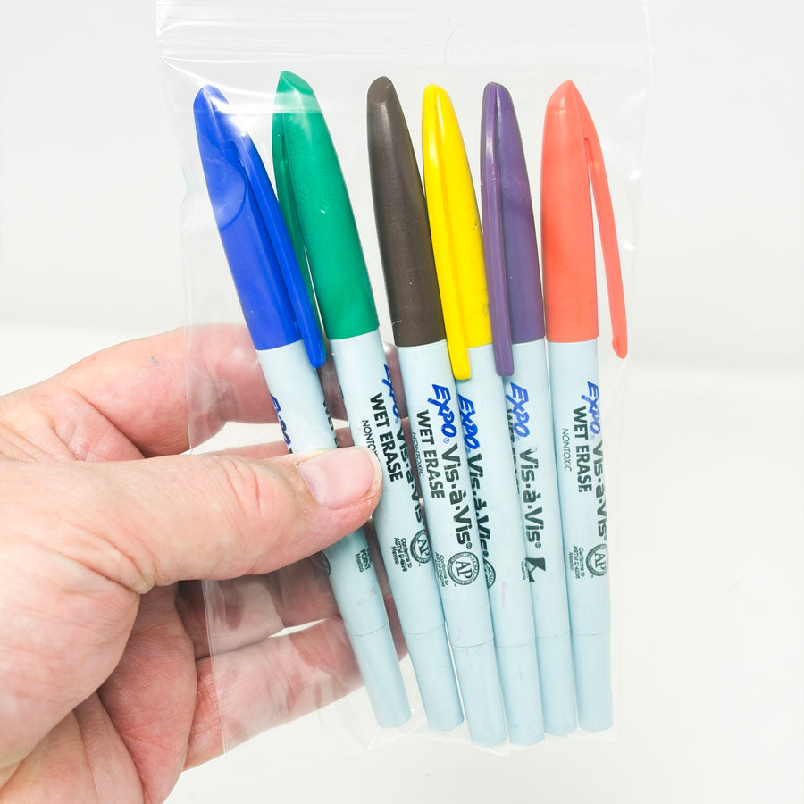 6 Vis-a-Vis Wet Erase Markers
