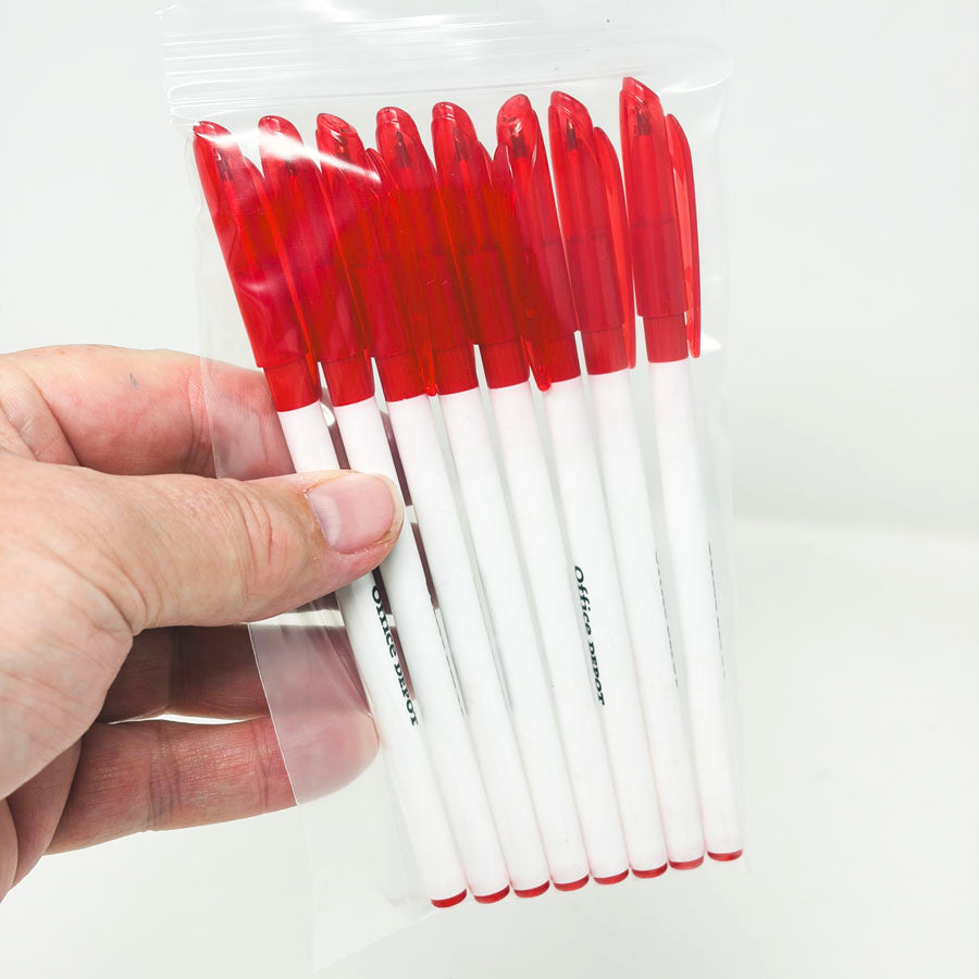 6 Red Office Depot Ballpoint Pens