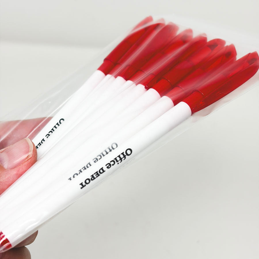 6 Red Office Depot Ballpoint Pens