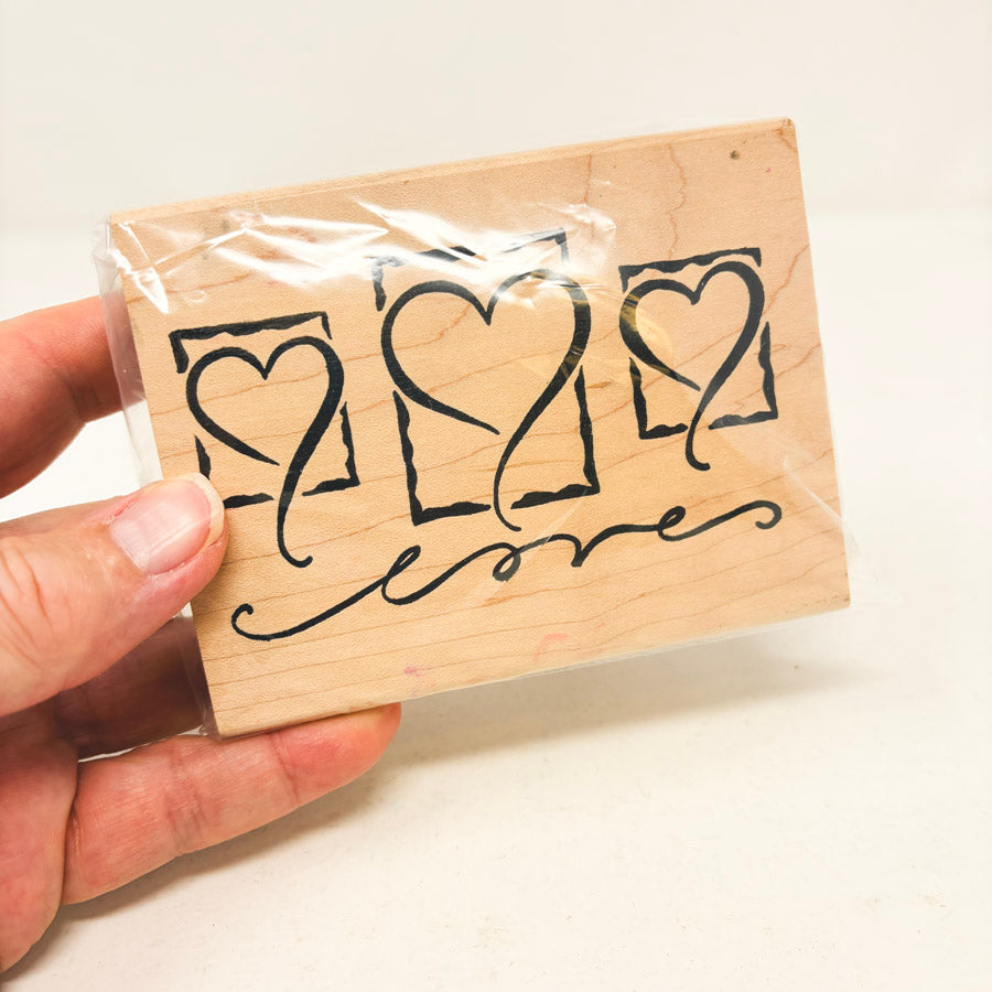 Love Hearts – Wood Back Rubber Stamp