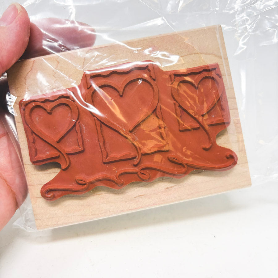 Love Hearts – Wood Back Rubber Stamp
