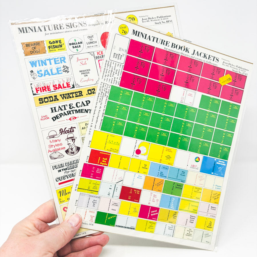 Vintage Miniatures DIY Paper Sheets - Signs or Books