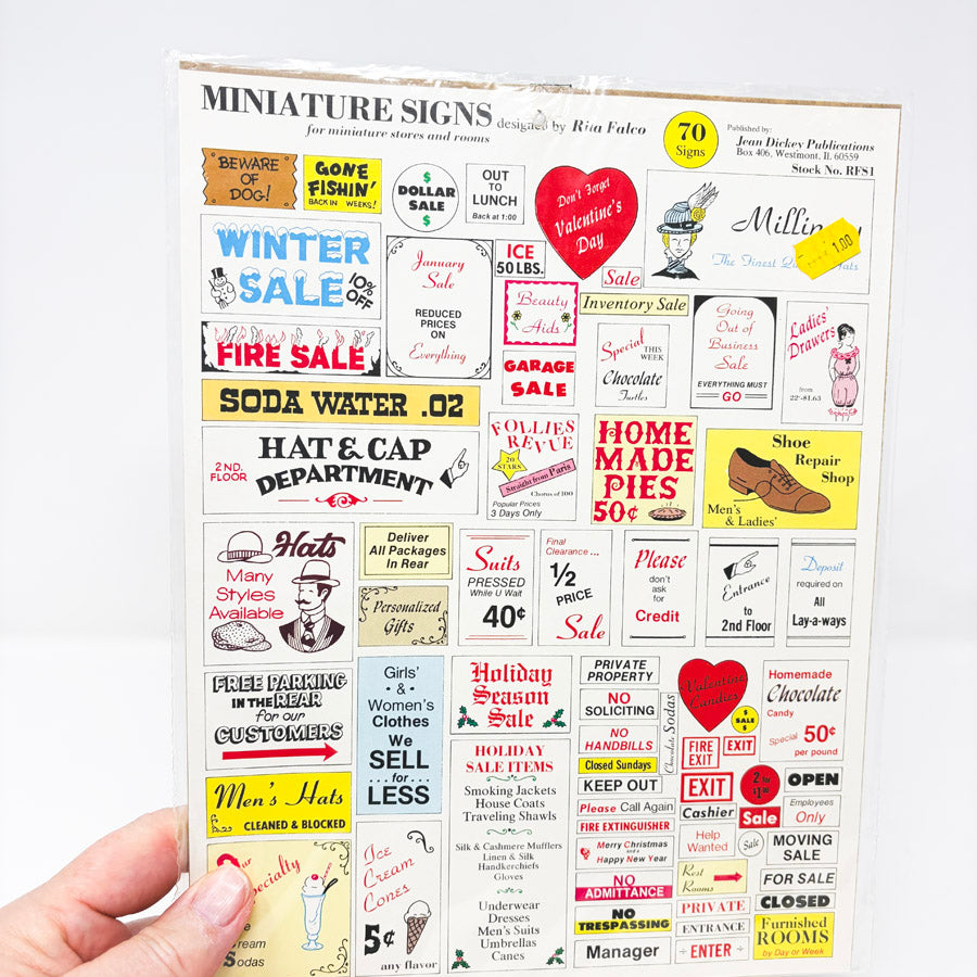 Vintage Miniatures DIY Paper Sheets - Signs or Books