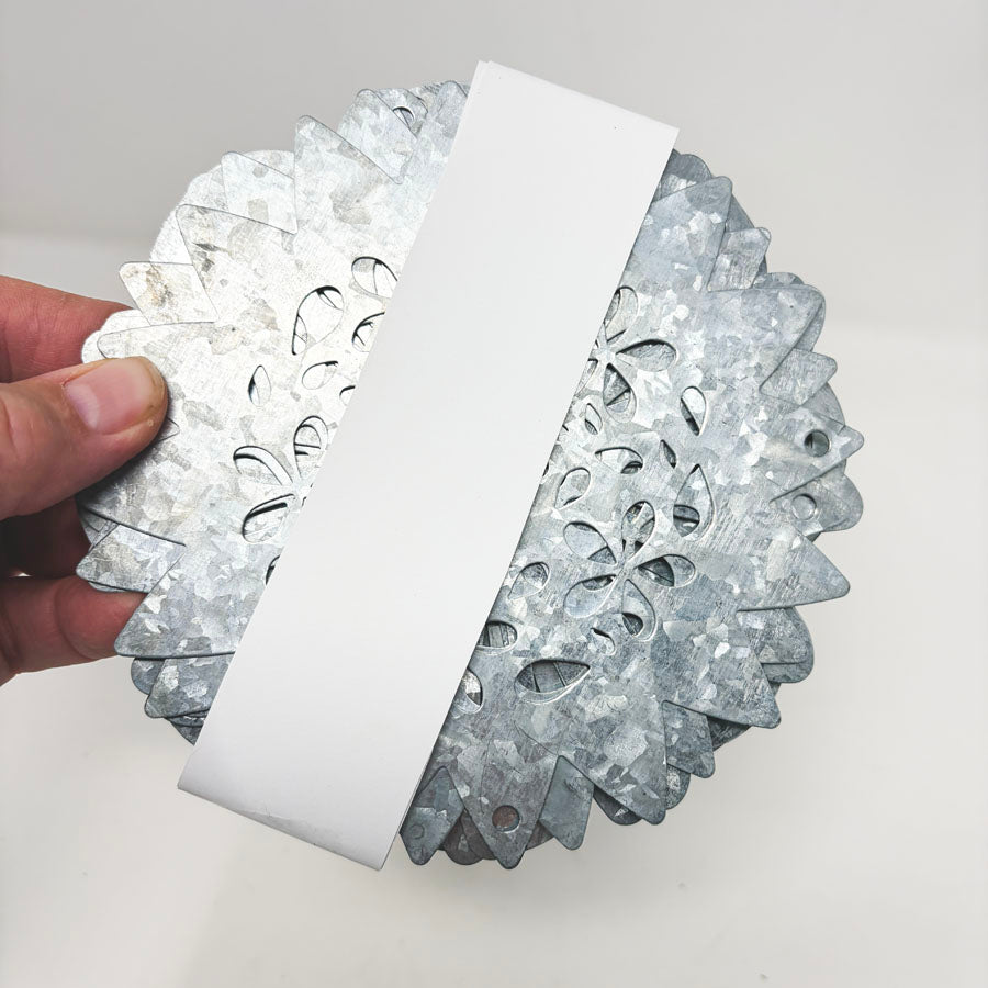 Galvanized Metal Flower Decor-8 ct