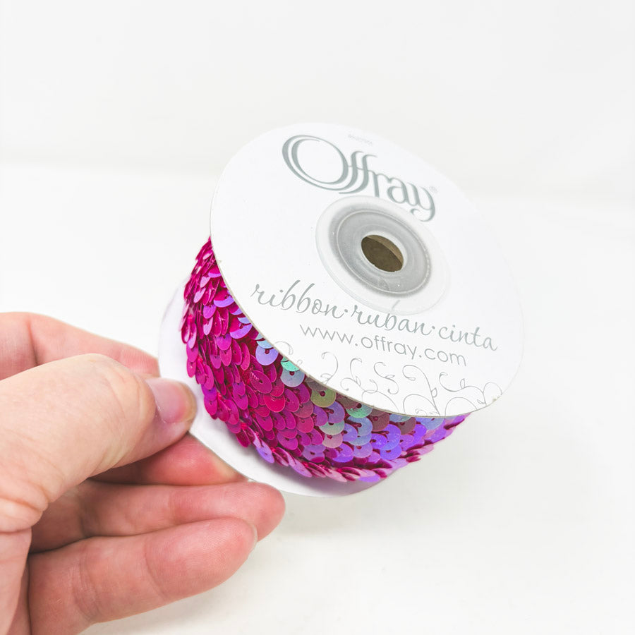 Offray Fuchsia Flat Sequin Elastic Trim
