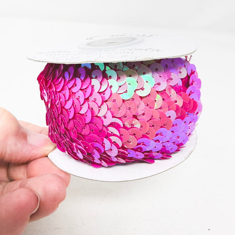 Offray Fuchsia Flat Sequin Elastic Trim