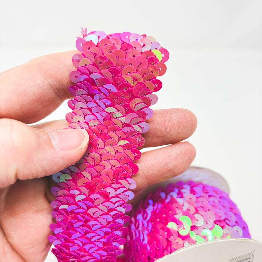 Offray Fuchsia Flat Sequin Elastic Trim