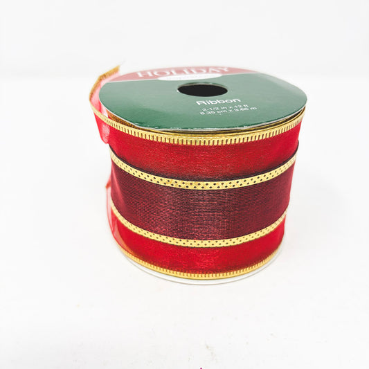 Red and Gold Holiday Poly Ribbon 2.5"