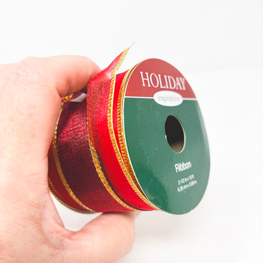 Red and Gold Holiday Poly Ribbon 2.5"