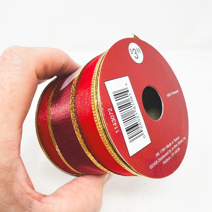 Red and Gold Holiday Poly Ribbon 2.5"