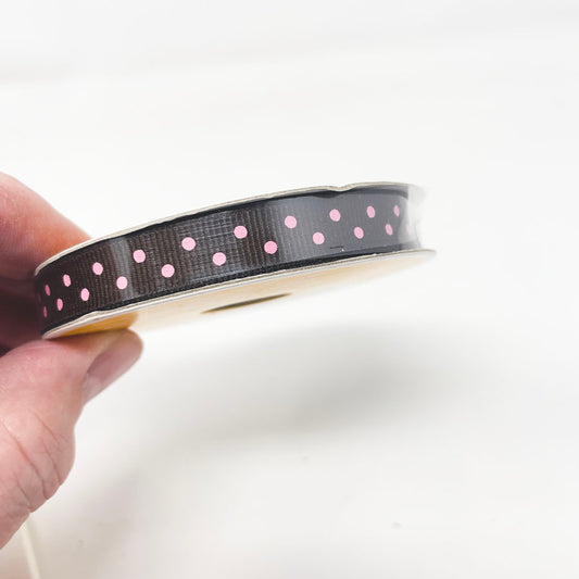 Black Grosgrain Pink Dot Ribbon