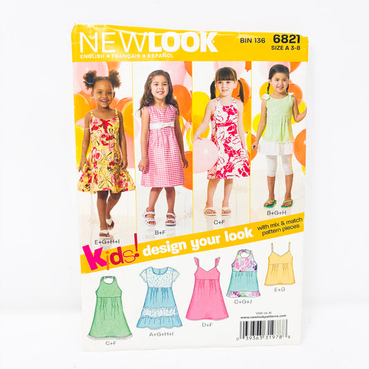 Kids New Look Sewing Pattern - 6821 Top/Dress – Size 3-8