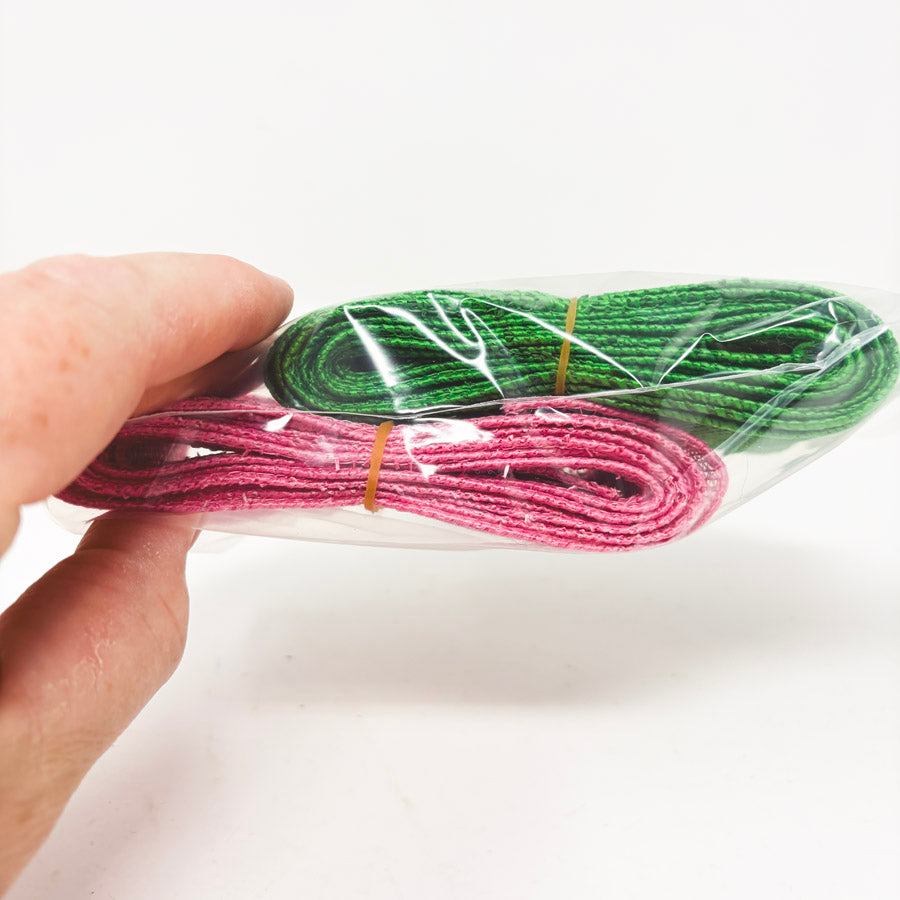 Pink & Green Wired Burlap Ribbon Remnants