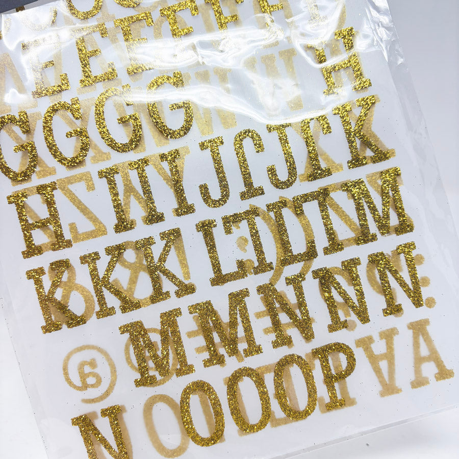 SEI Iron On Gold Glitter Letters