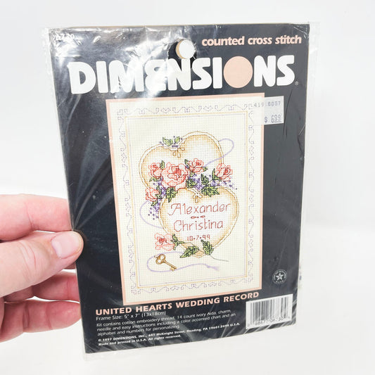 United Hearts Wedding Record Cross-Stitch Kit by Dimensions