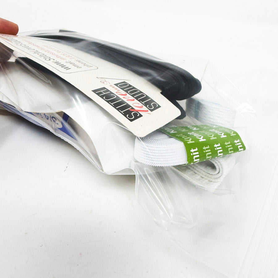 Big Bundle of B&W Elastic (6x9 Bag)