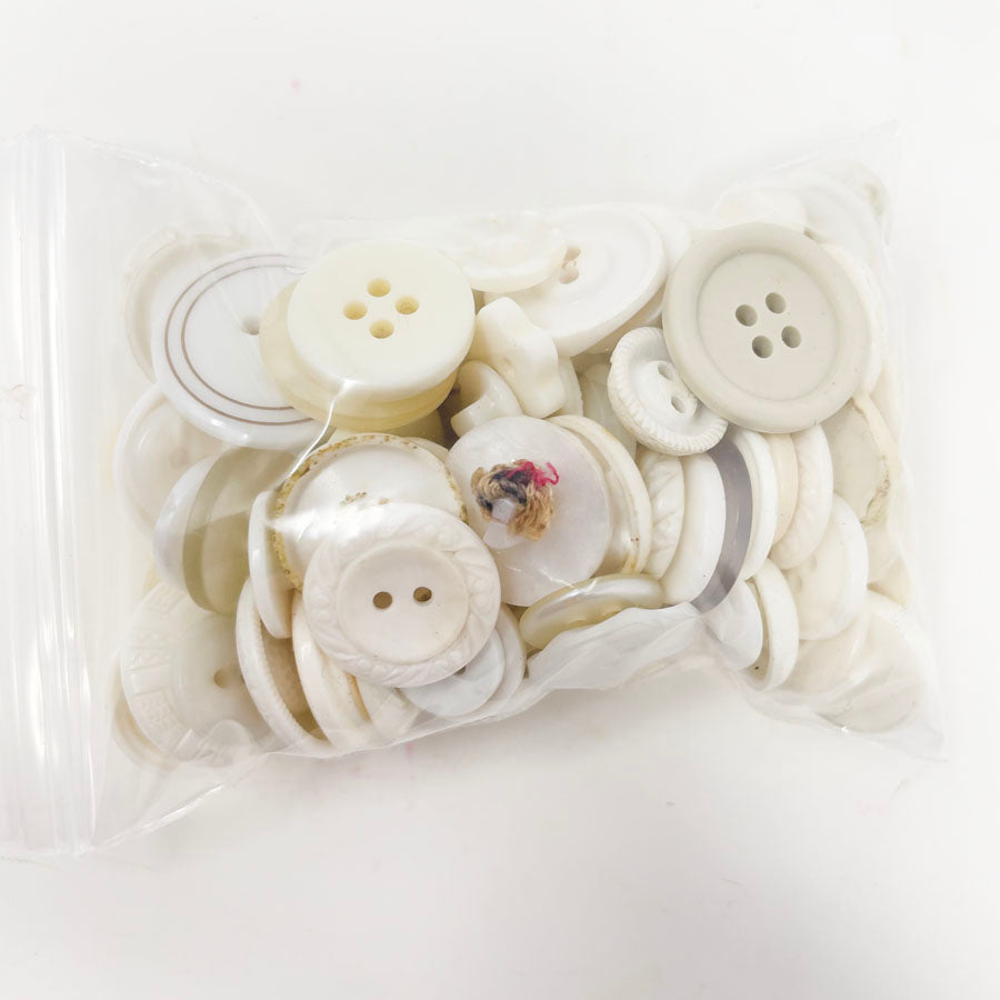 White Small Mixed Button Bag