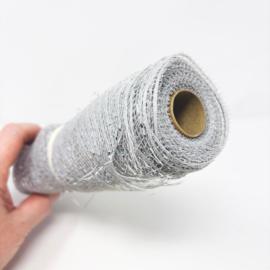 Silver Mesh and Tinsel Ribbon