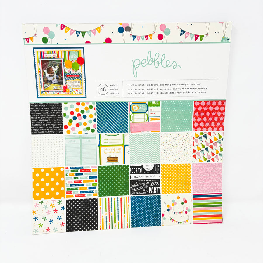Pebbles Birthday Wishes 12x12 Paper Pad