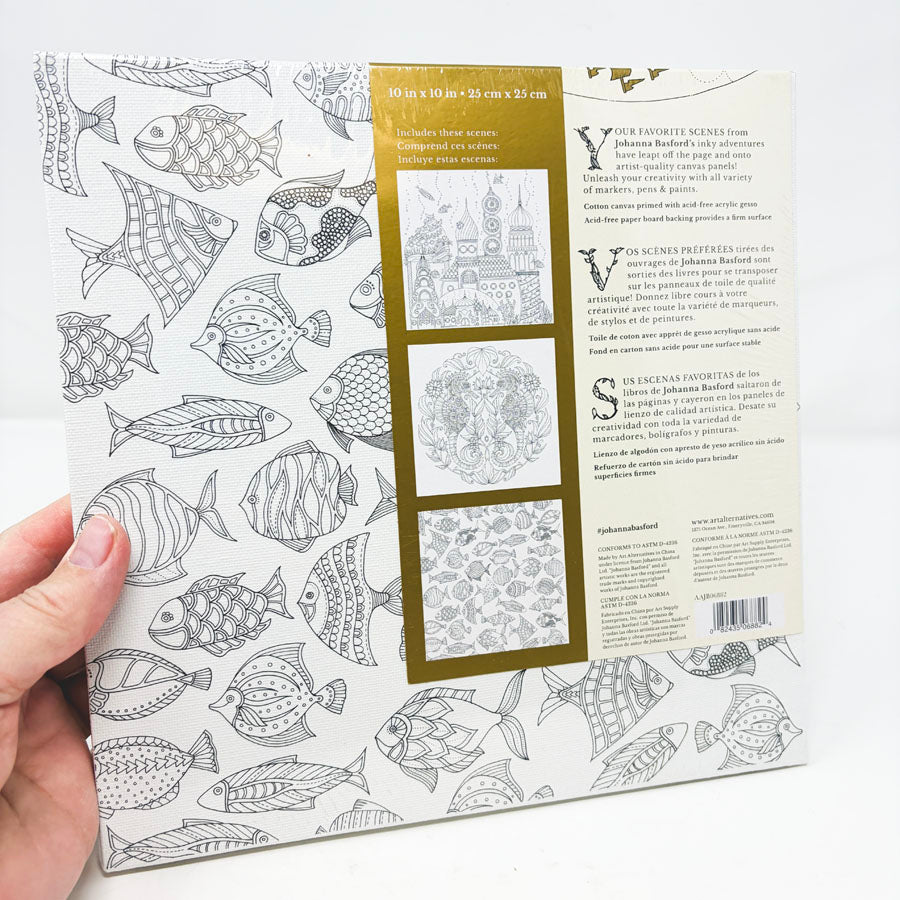 3 Lost Ocean Coloring Canvases by Johanna Basford