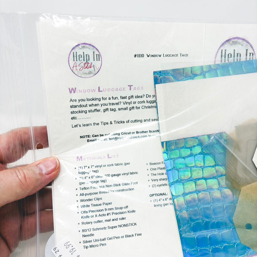 Help in a Stitch Vinyl Luggage Tag Sewing Kit