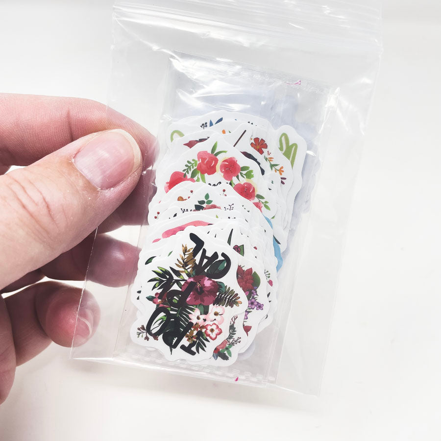 Bundle of Saying & Floral Die Cut Stickers